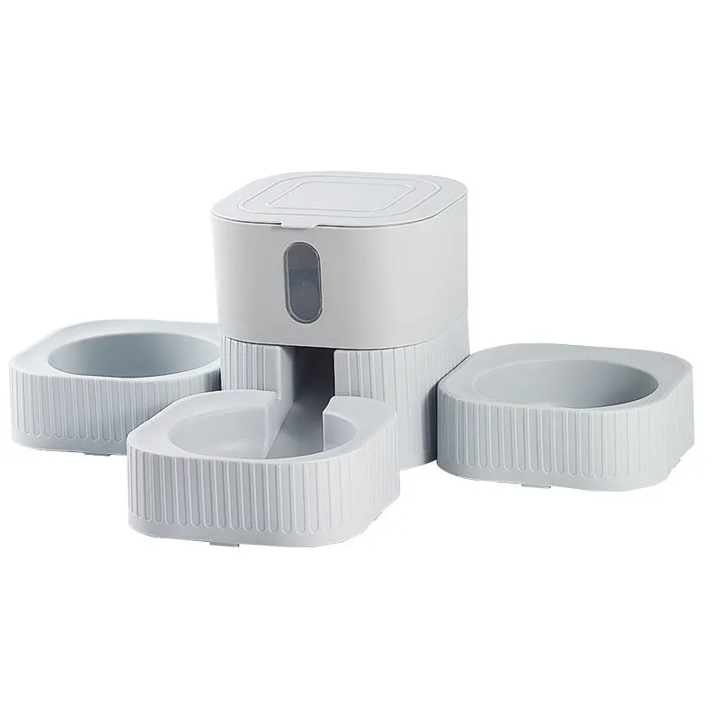 Automatic pet feeder in cloud white with removable washable bowl and digital display