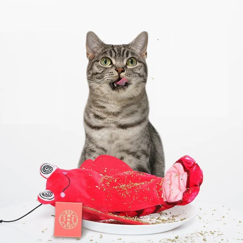 Intelligent automatic cat toy with soft plush fabric, 24x19x6 cm, in Lobster colour