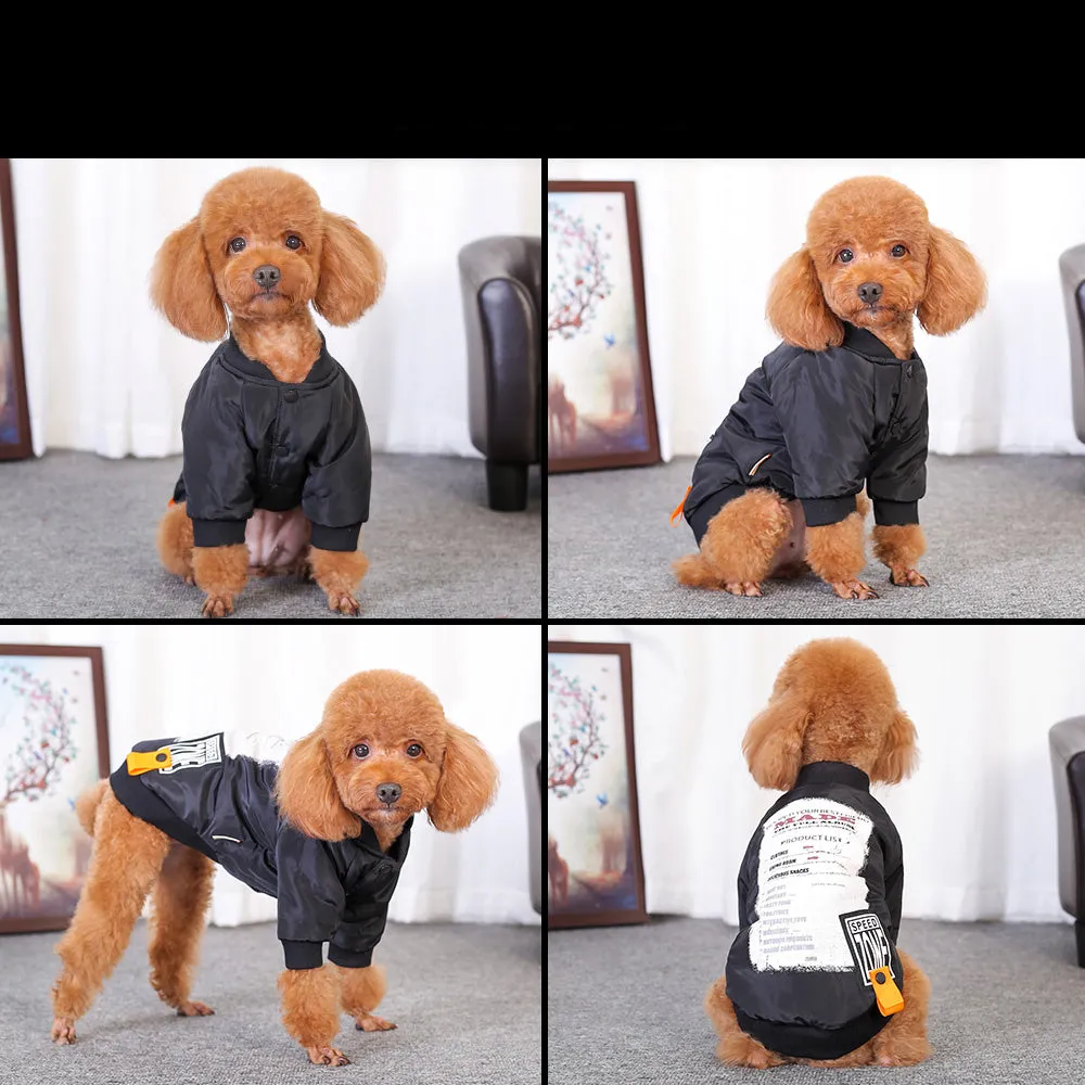 Printed cotton dog clothes winter casual black colour pet clothing for small medium dogs