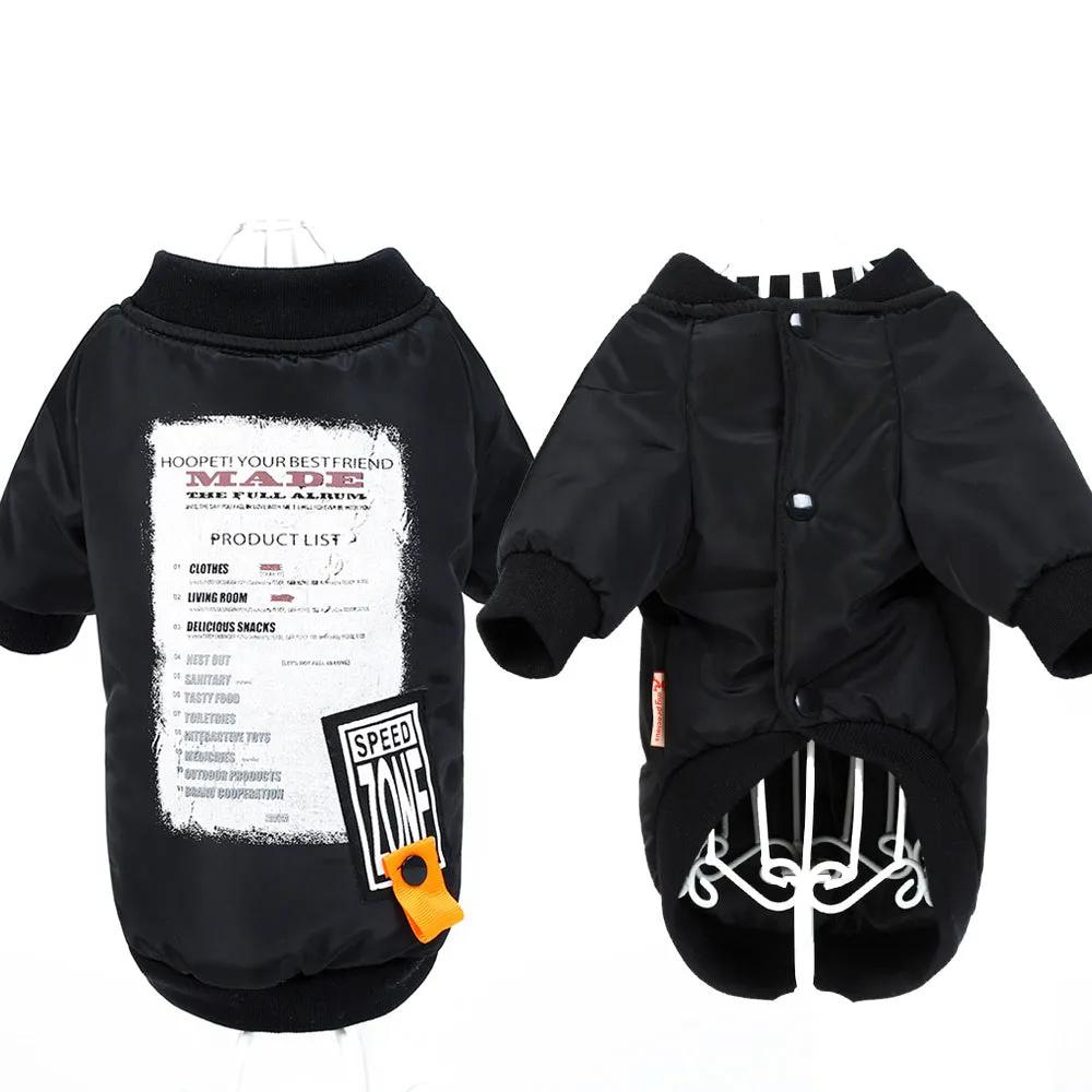 Printed cotton dog clothes winter casual black colour pet clothing for small medium dogs