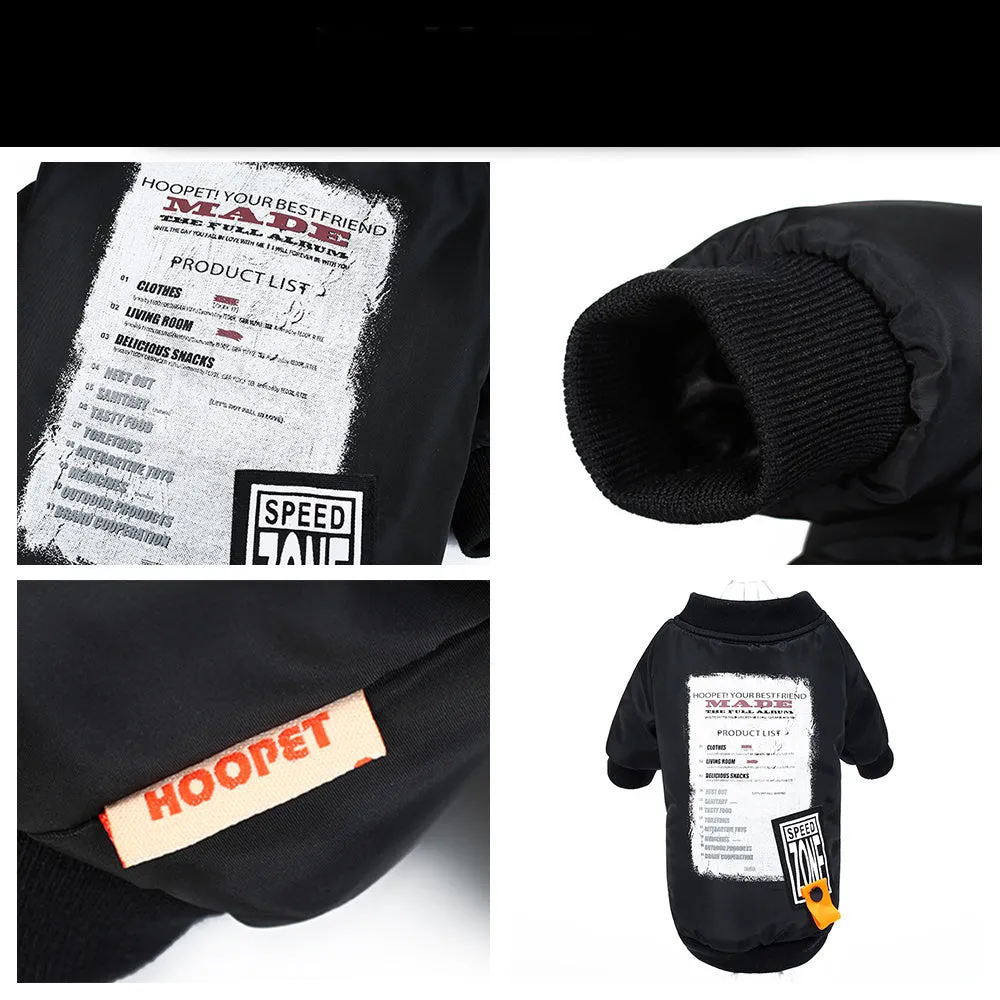 Printed cotton dog clothes winter casual black colour pet clothing for small medium dogs