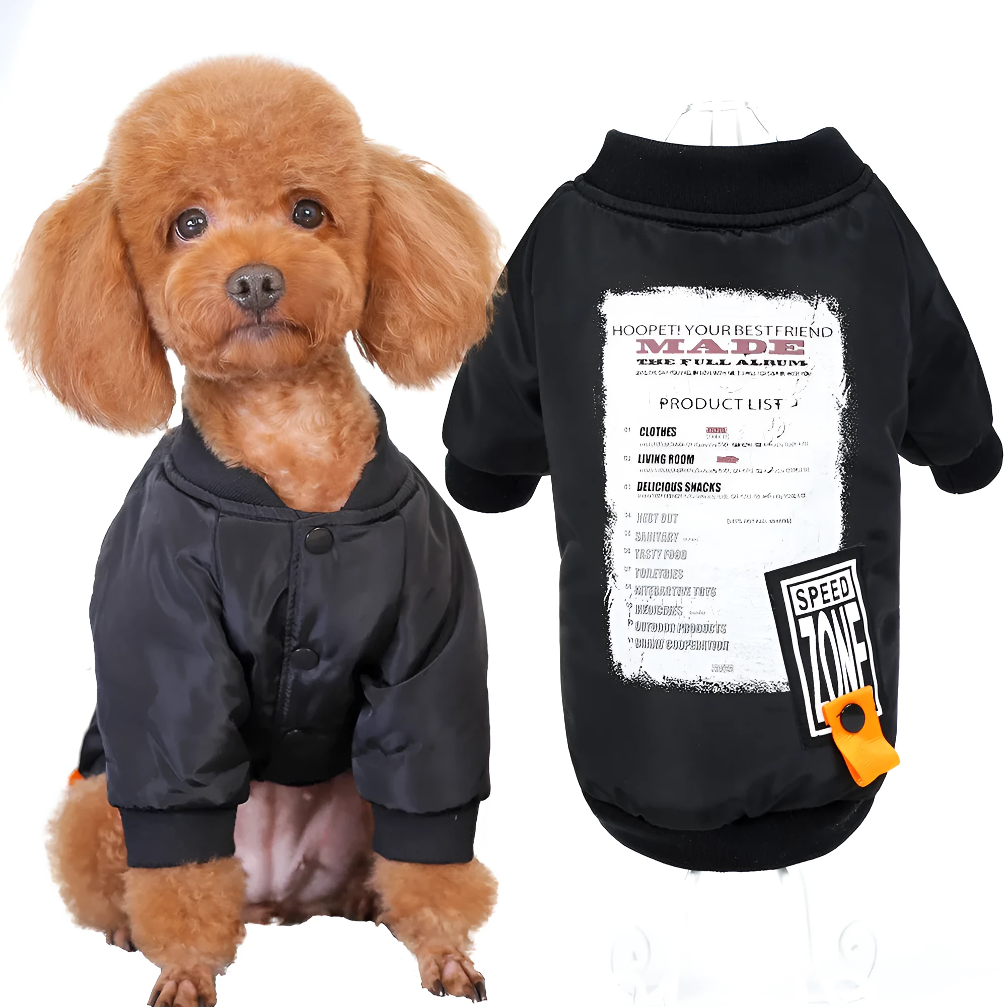 Printed cotton dog clothes winter casual black colour pet clothing for small medium dogs