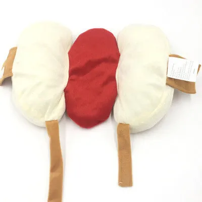 Cotton yellow hot dog burger pet costume on small dog, sizes S M L available