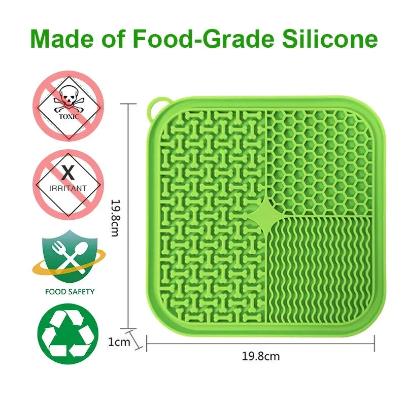 20cm square silicone dog licking mat with suction cups in four colour options