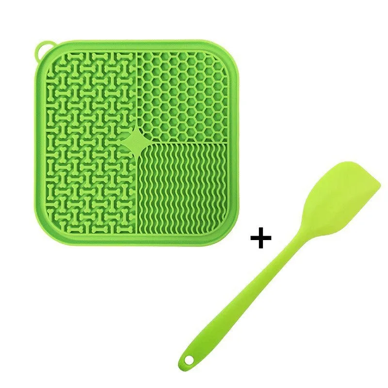 20cm square silicone dog licking mat with suction cups in four colour options