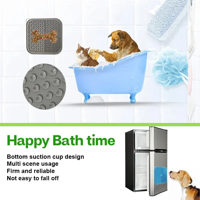 20cm square silicone dog licking mat with suction cups in four colour options