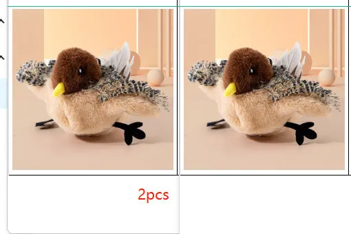 Interactive sounding plush cat toy with simulation bird and mouse electric molar design