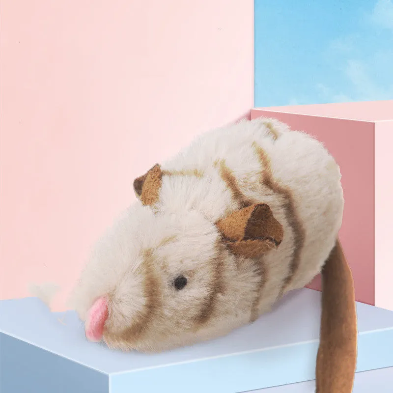 Interactive sounding plush cat toy with simulation bird and mouse electric molar design