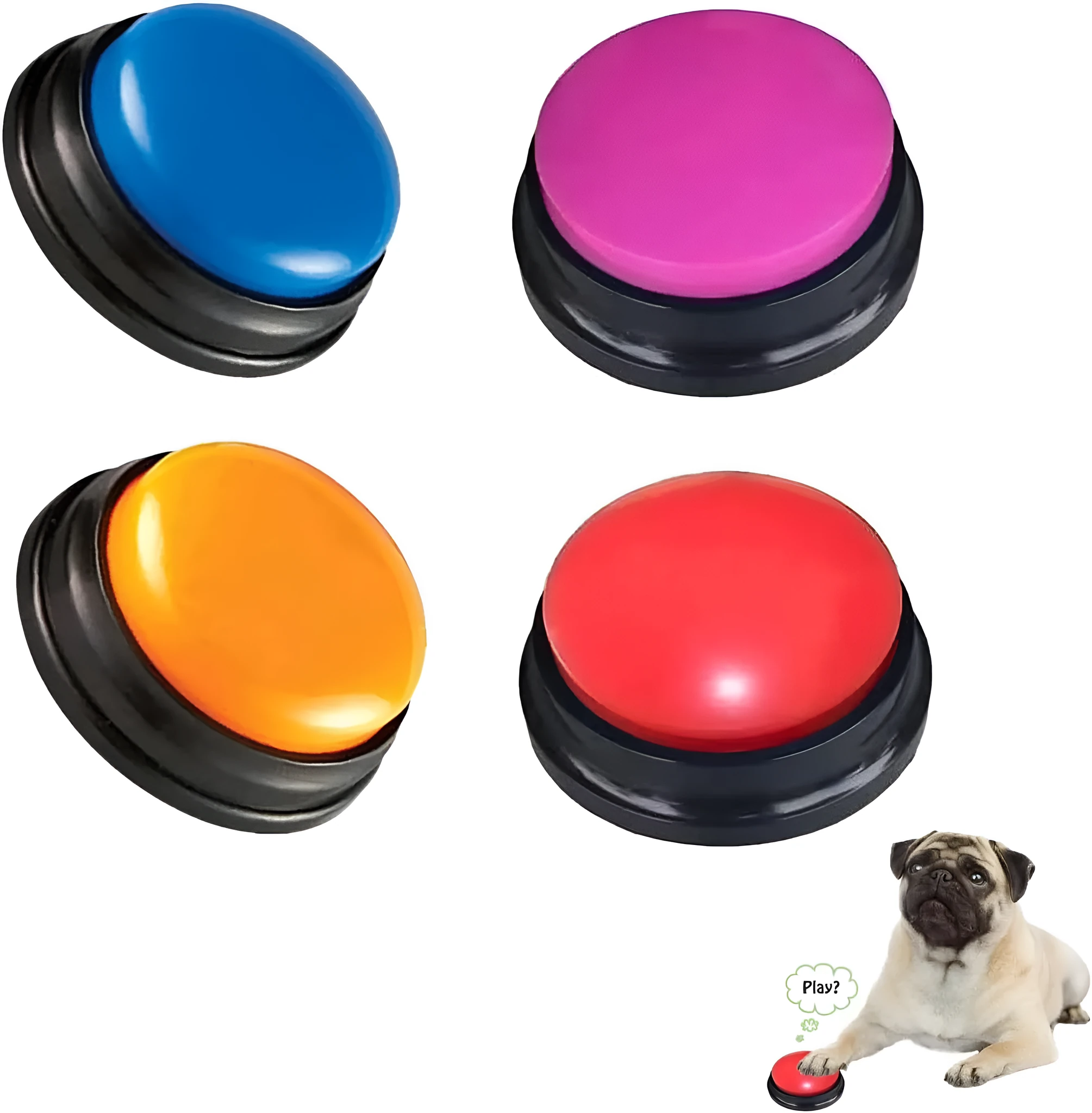 Voice recording button device for pet training in multiple colour options