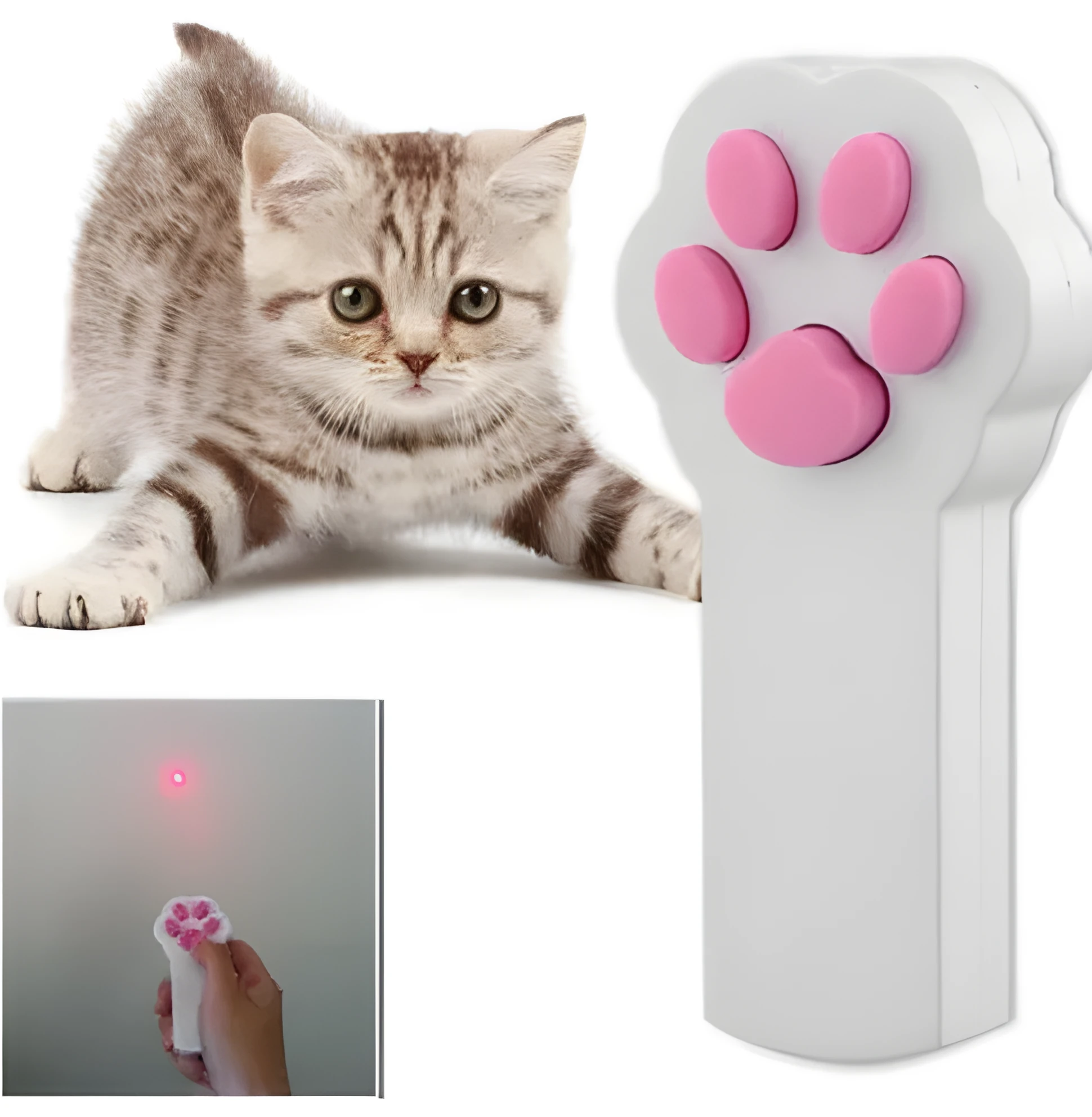 Automatic red laser pointer pet toy in pink, compact ABS and silicone design