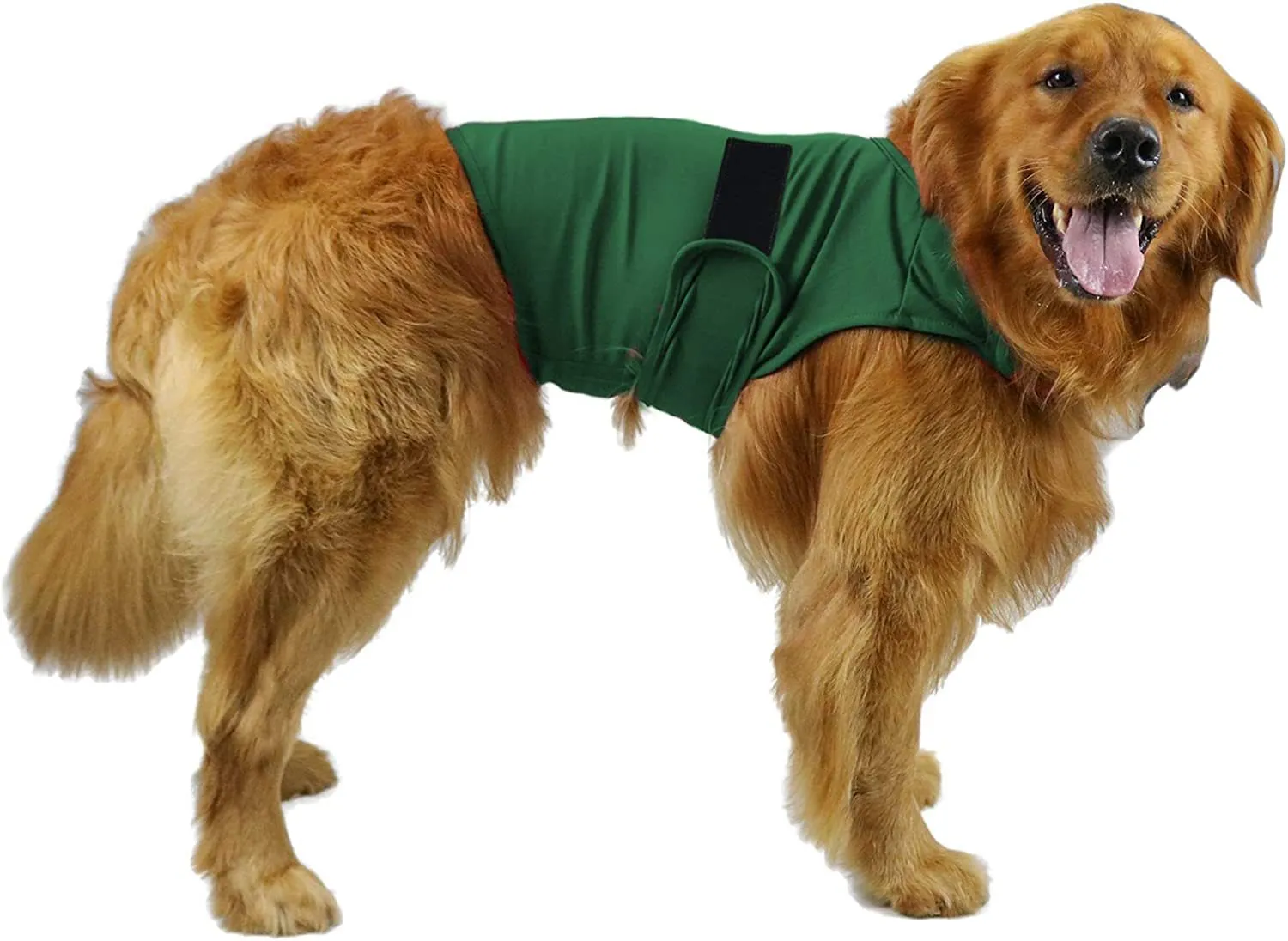 Brown brocade cotton dog anxiety tank top for separation relief, sized for medium dogs.