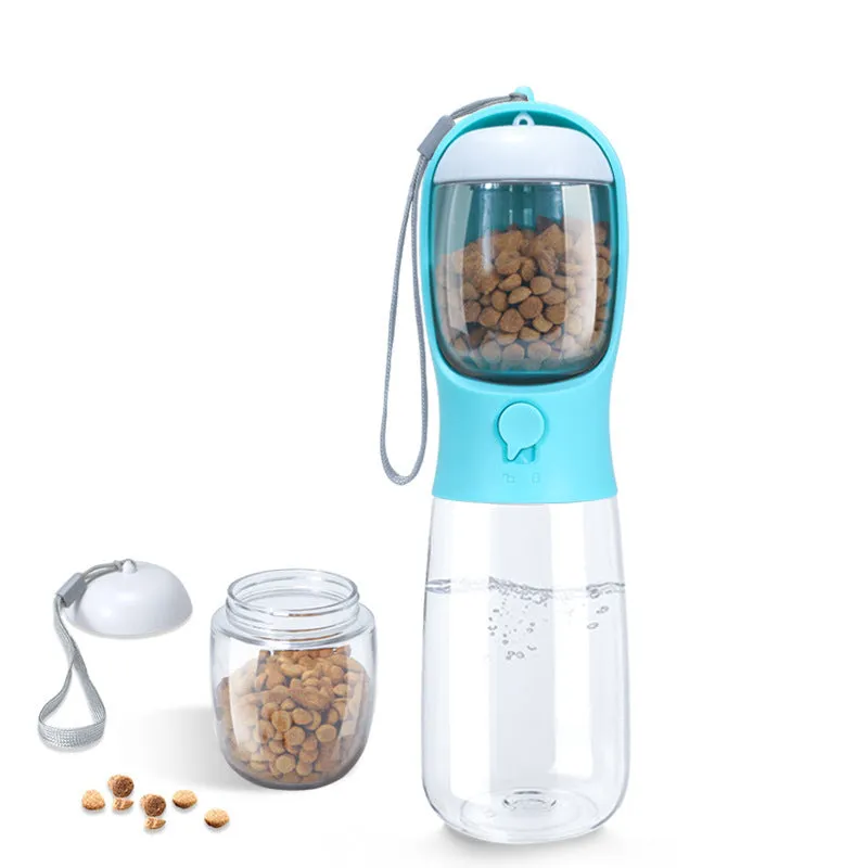 Portable plastic pet water cup for cats and dogs with detachable 550ML capacity in milk white colour