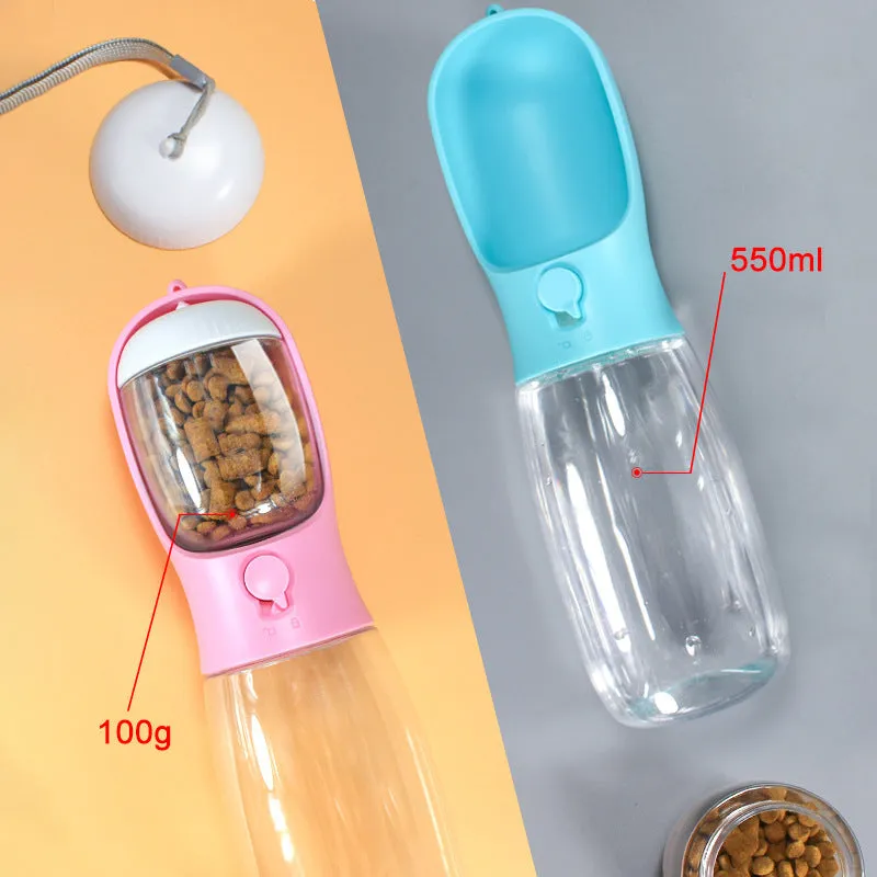 Portable plastic pet water cup for cats and dogs with detachable 550ML capacity in milk white colour