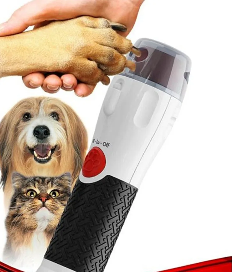 White pet nail polisher grinder with ABS and silicone body on a neutral background