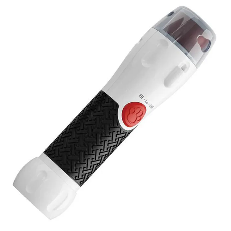 White pet nail polisher grinder with ABS and silicone body on a neutral background