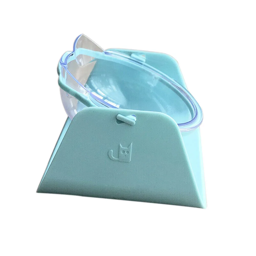Adjustable plastic cat bowl in white with a 15-degree angle and non-slip base