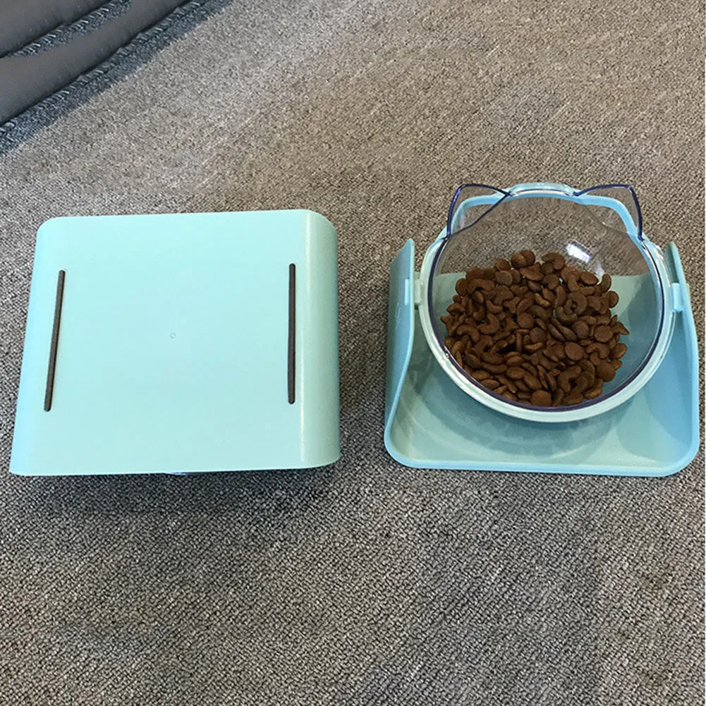 Adjustable plastic cat bowl in white with a 15-degree angle and non-slip base