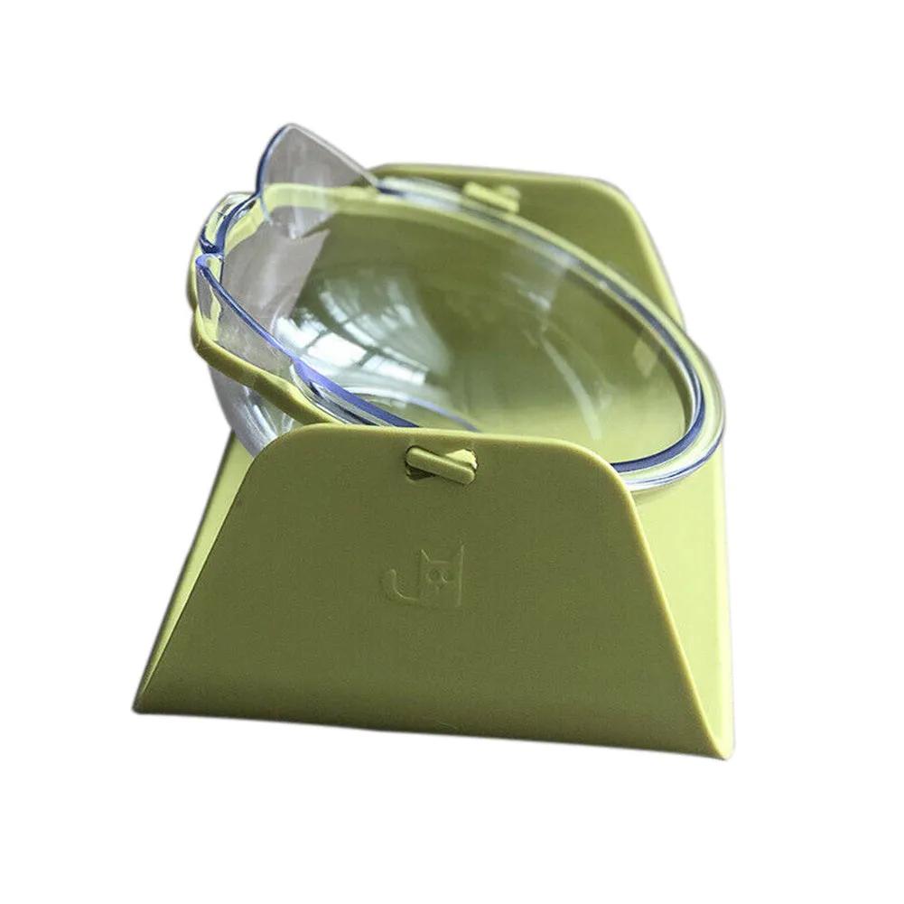 Adjustable plastic cat bowl in white with a 15-degree angle and non-slip base