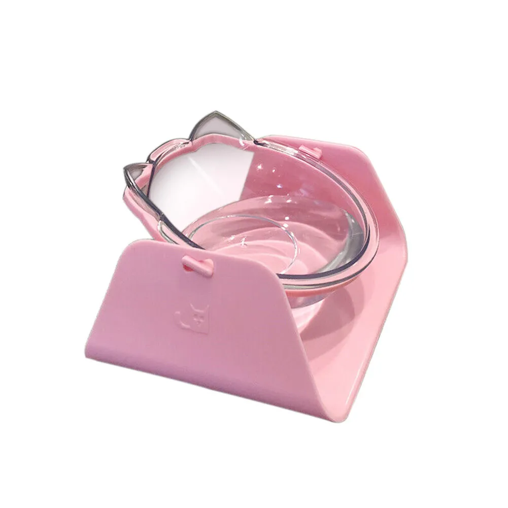 Adjustable plastic cat bowl in white with a 15-degree angle and non-slip base