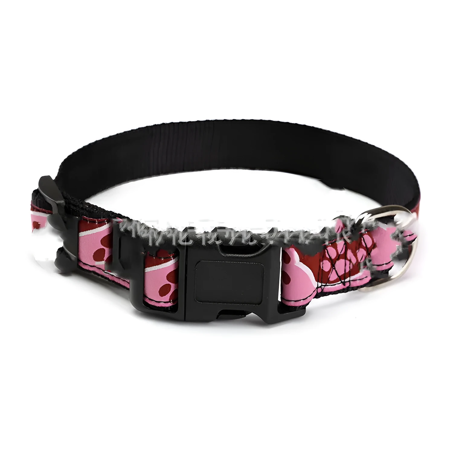 Nylon weaving mark pet collar with dog paw pattern in blue on white background