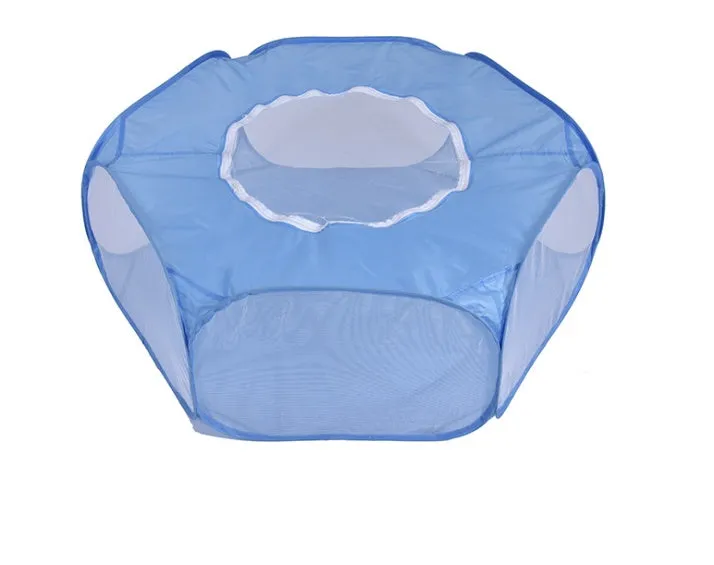 Folding pet fence 120x38 cm blue with breathable zipped cover and waterproof base