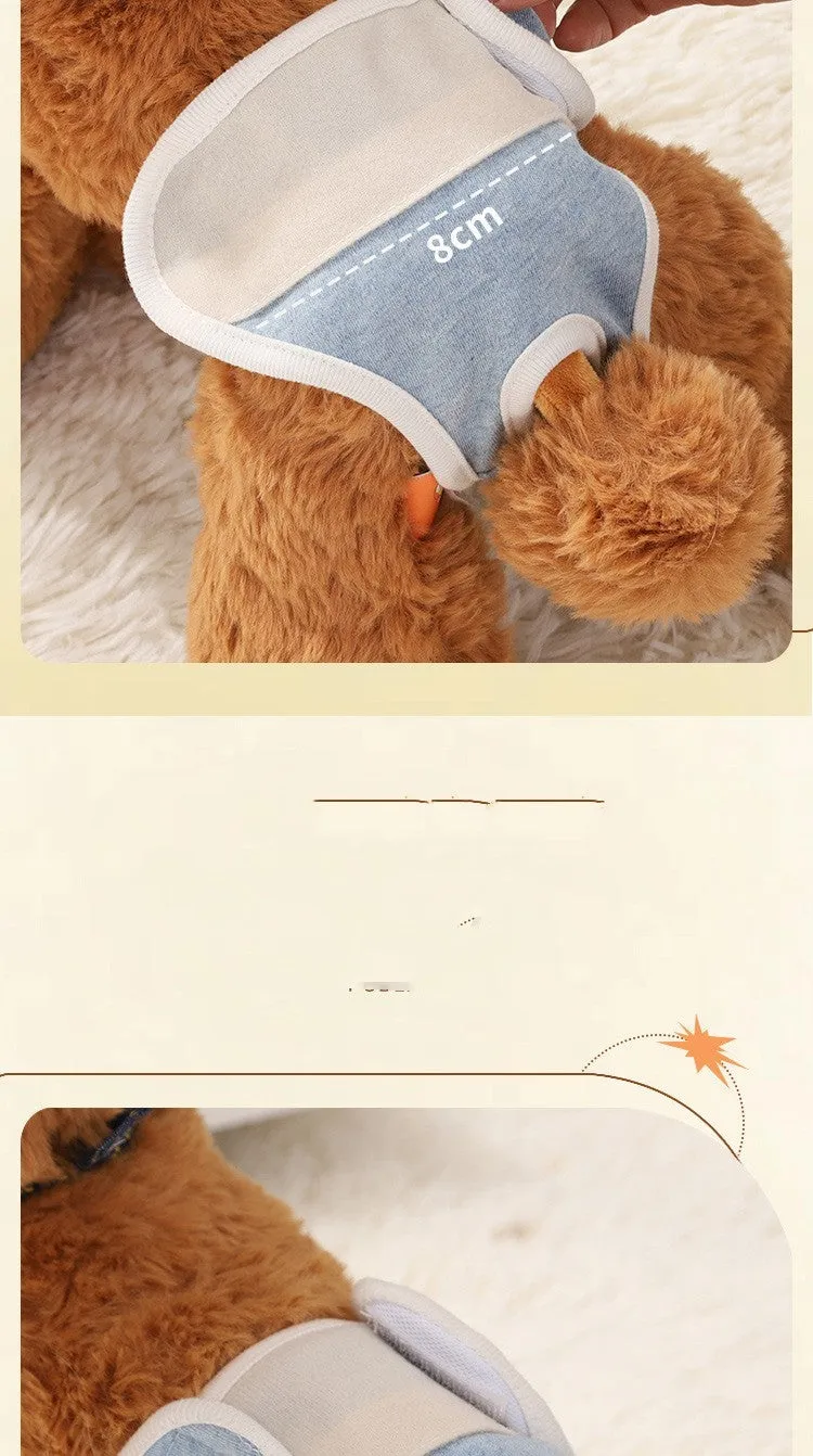 Pure cotton dog safety pants for heat cycle, five colour options, waist sizes S to XL from 24 to 40cm