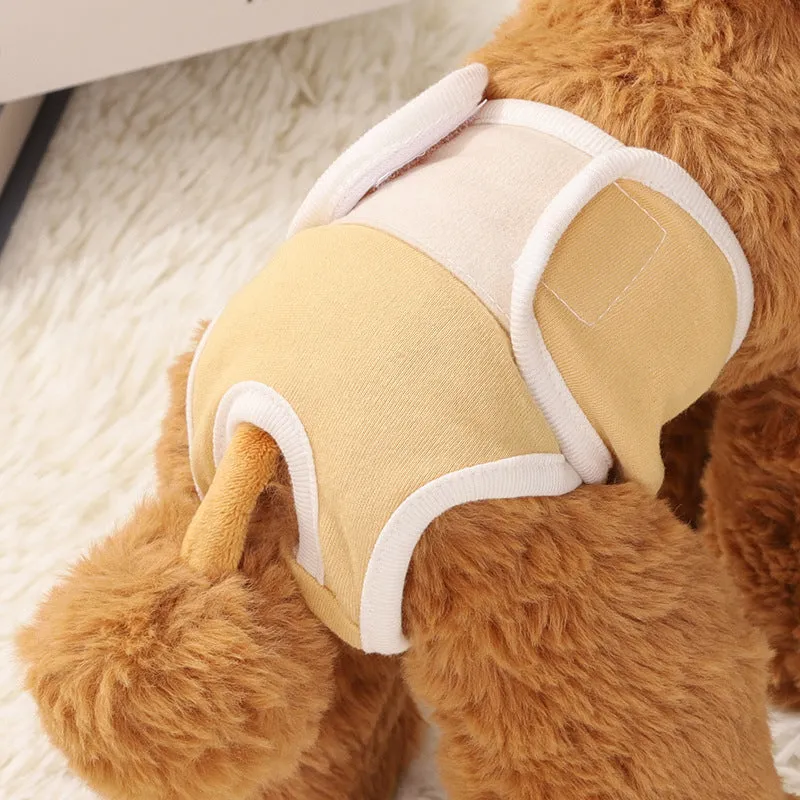 Pure cotton dog safety pants for heat cycle, five colour options, waist sizes S to XL from 24 to 40cm