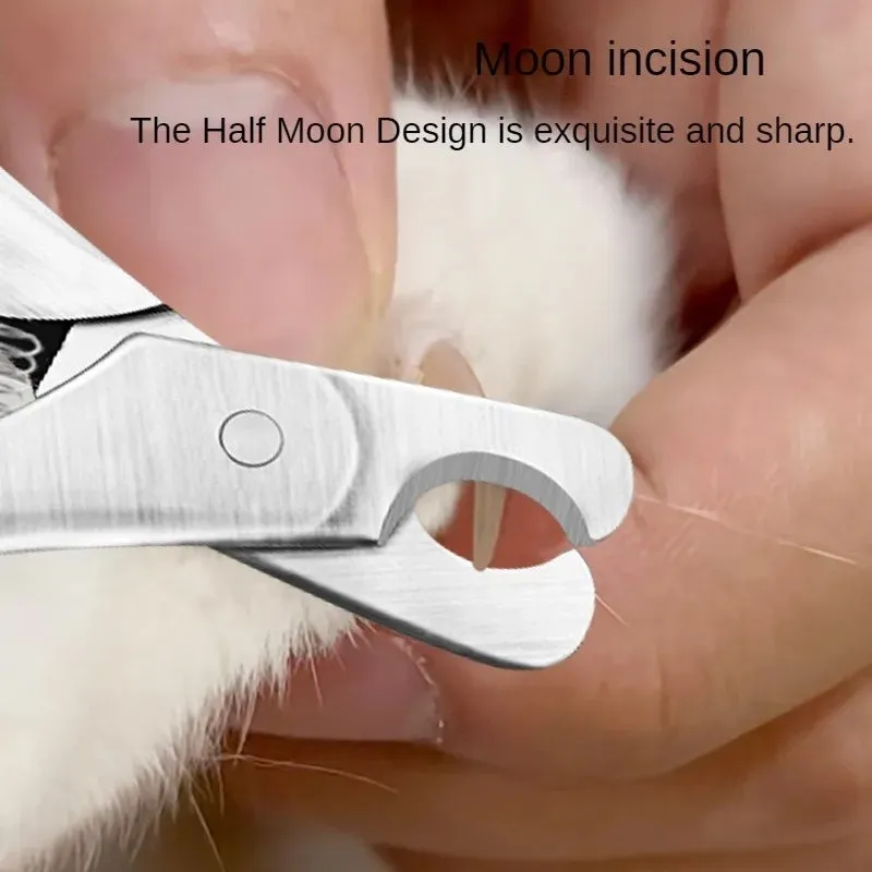 Silver stainless steel pet nail clipper with safety guard for dog and cat grooming