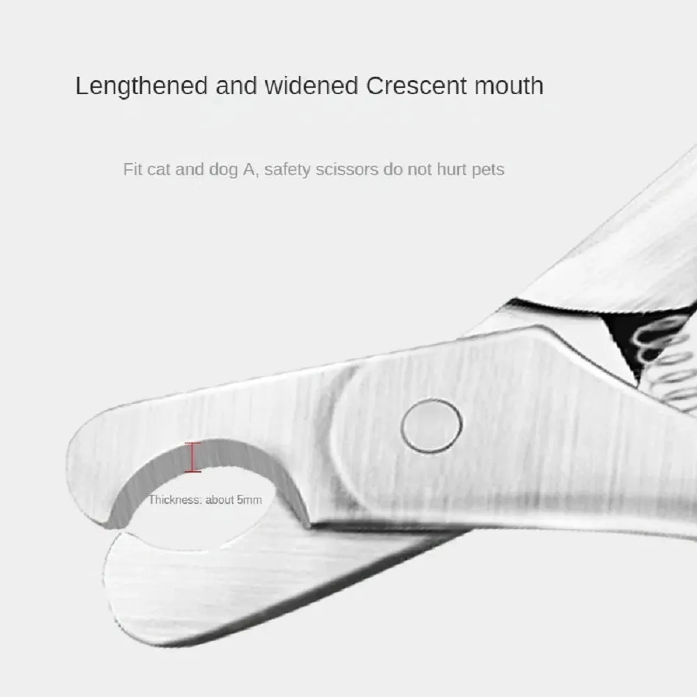 Silver stainless steel pet nail clipper with safety guard for dog and cat grooming