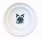 Ceramic cat bowl holder with rack and cat face design, elevated to protect spine