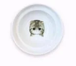 Ceramic cat bowl holder with rack and cat face design, elevated to protect spine