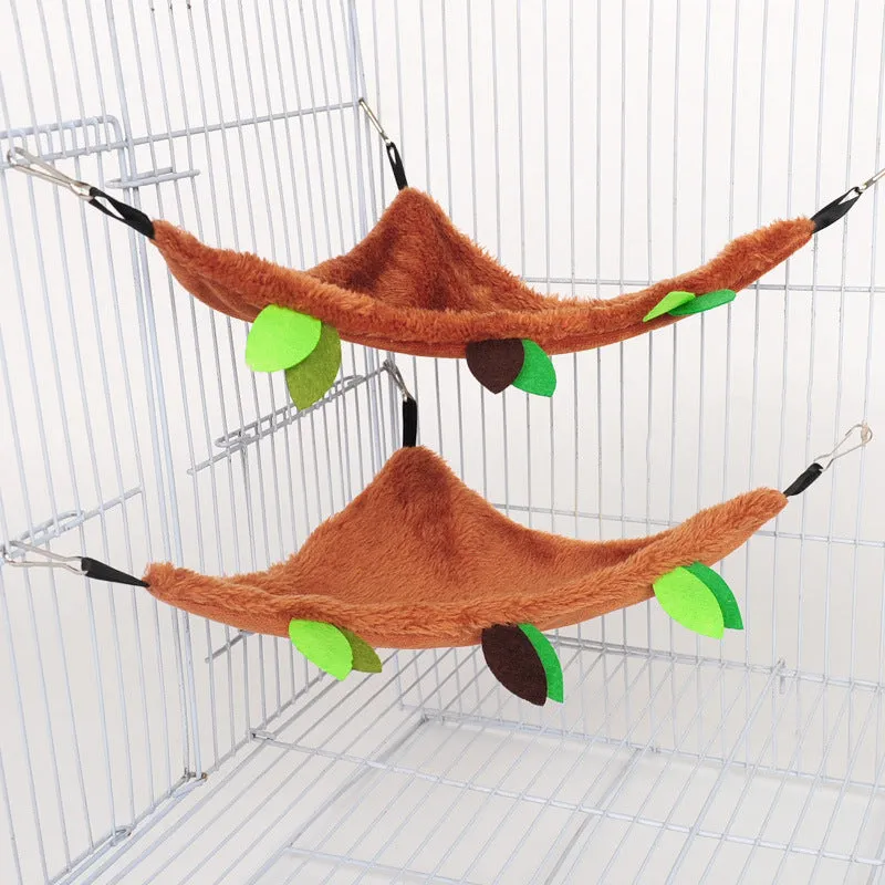 Plush toy hamster tree with drill tube, ropeway, round swing, and triangle hammock in multiple colour options