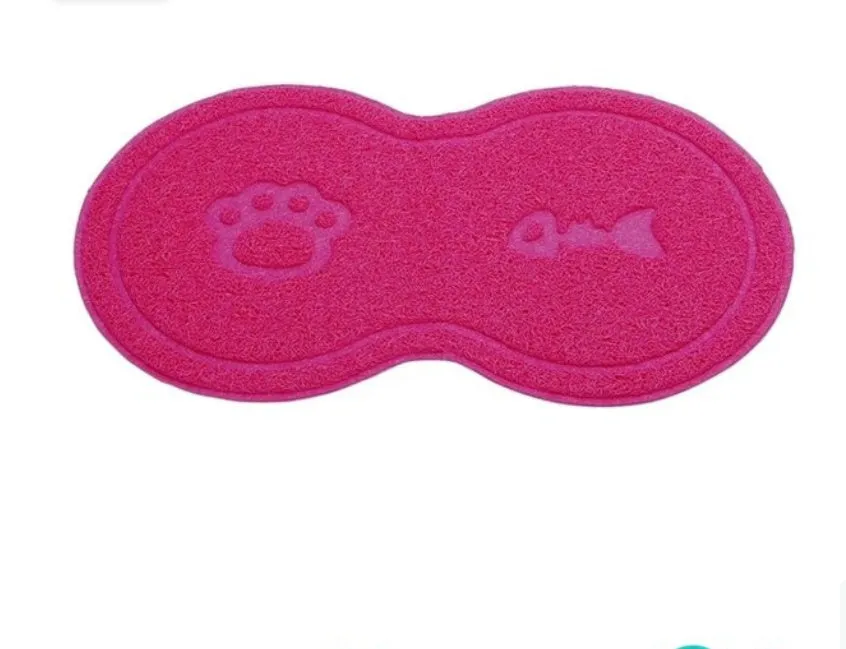 Rose red plastic cat litter pad 45.5x25.5cm placed under a litter tray