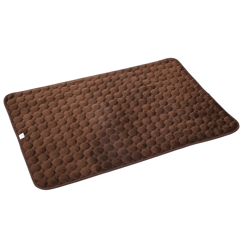 Double-sided thermal dog bed in brown cloth with thermal backing, size 71x51cm or 107x71cm, for small and medium dogs
