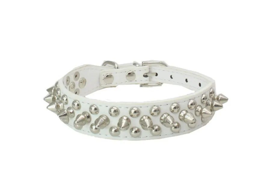 PU leather dog collar with zinc alloy mushroom studs in multiple colour and size options for everyday use