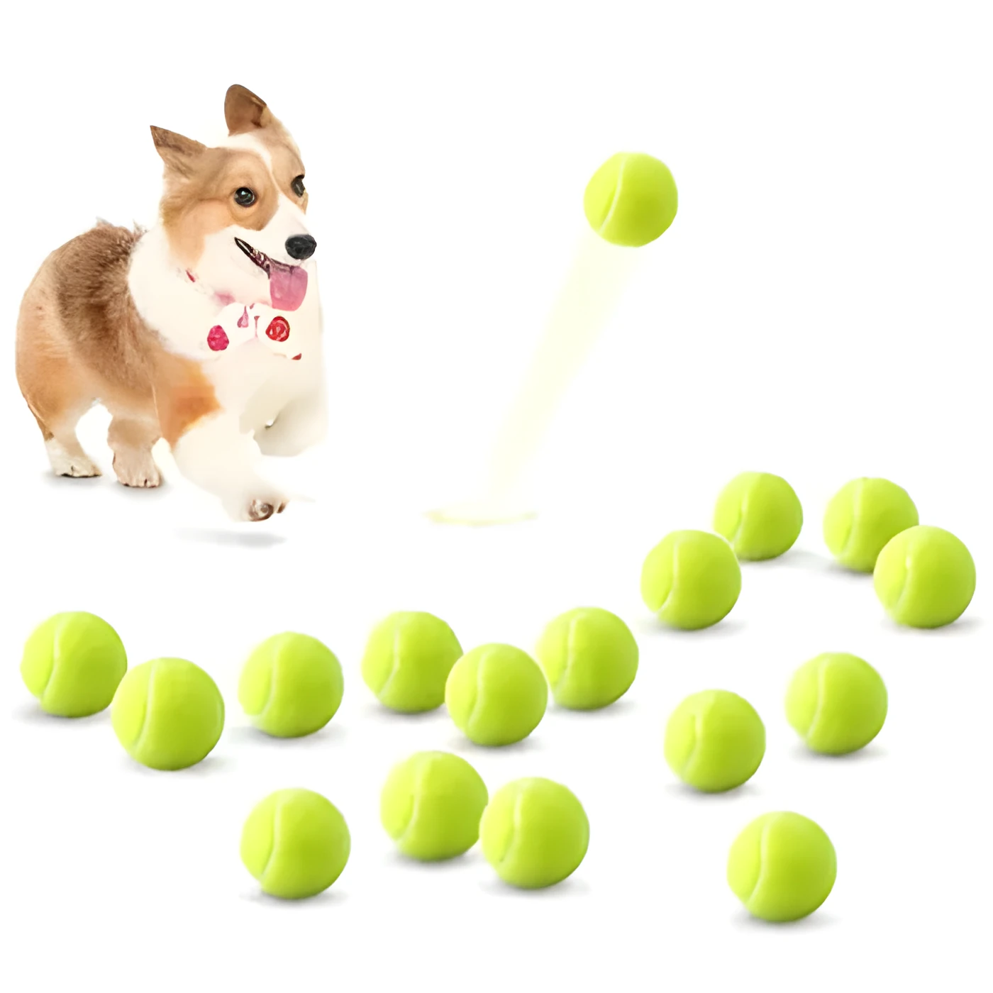 Bite-resistant rubber dog tennis ball in multiple colours including pink, blue and green