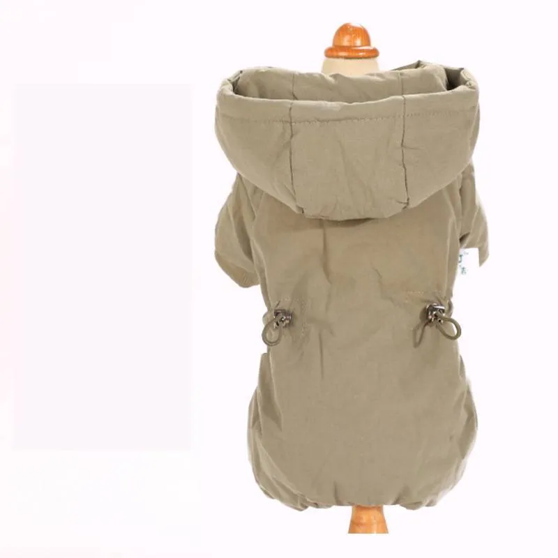 Autumn winter four-legged small dog padded cotton coat in grey with polka dot pattern, loose fit version