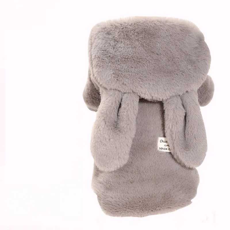Autumn winter four-legged small dog padded cotton coat in grey with polka dot pattern, loose fit version