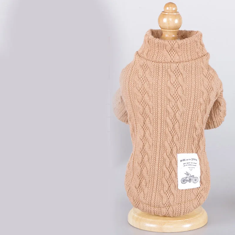Thin acrylic pet dog sweater in grey on a dog, casual style