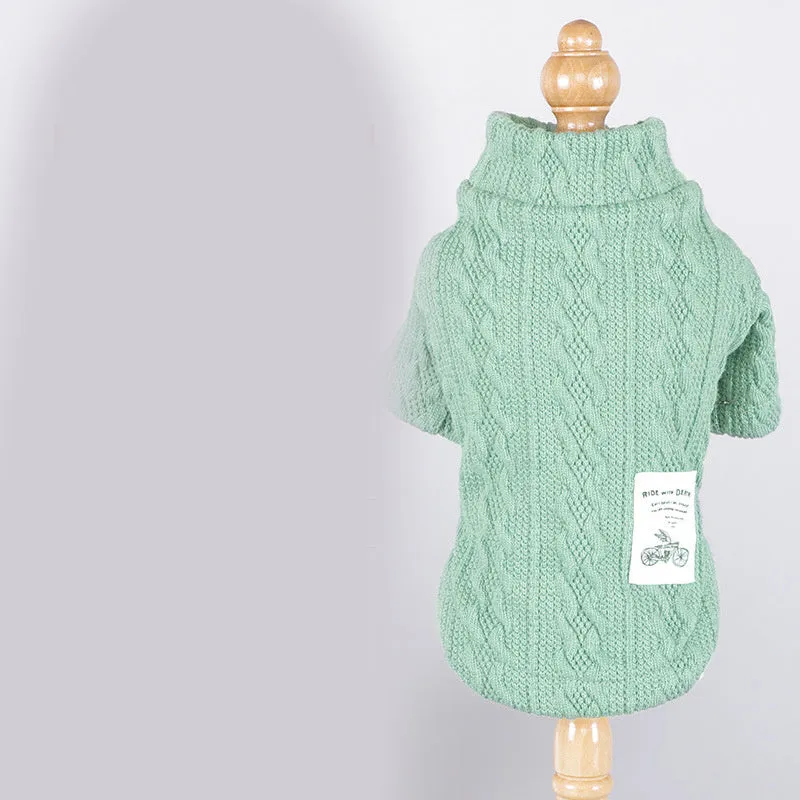 Thin acrylic pet dog sweater in grey on a dog, casual style