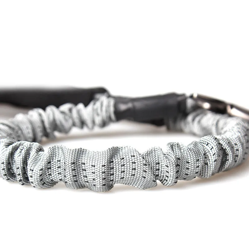 Gray nylon dog leash with chest strap for large medium small dogs, 75cm to 150cm stretchable
