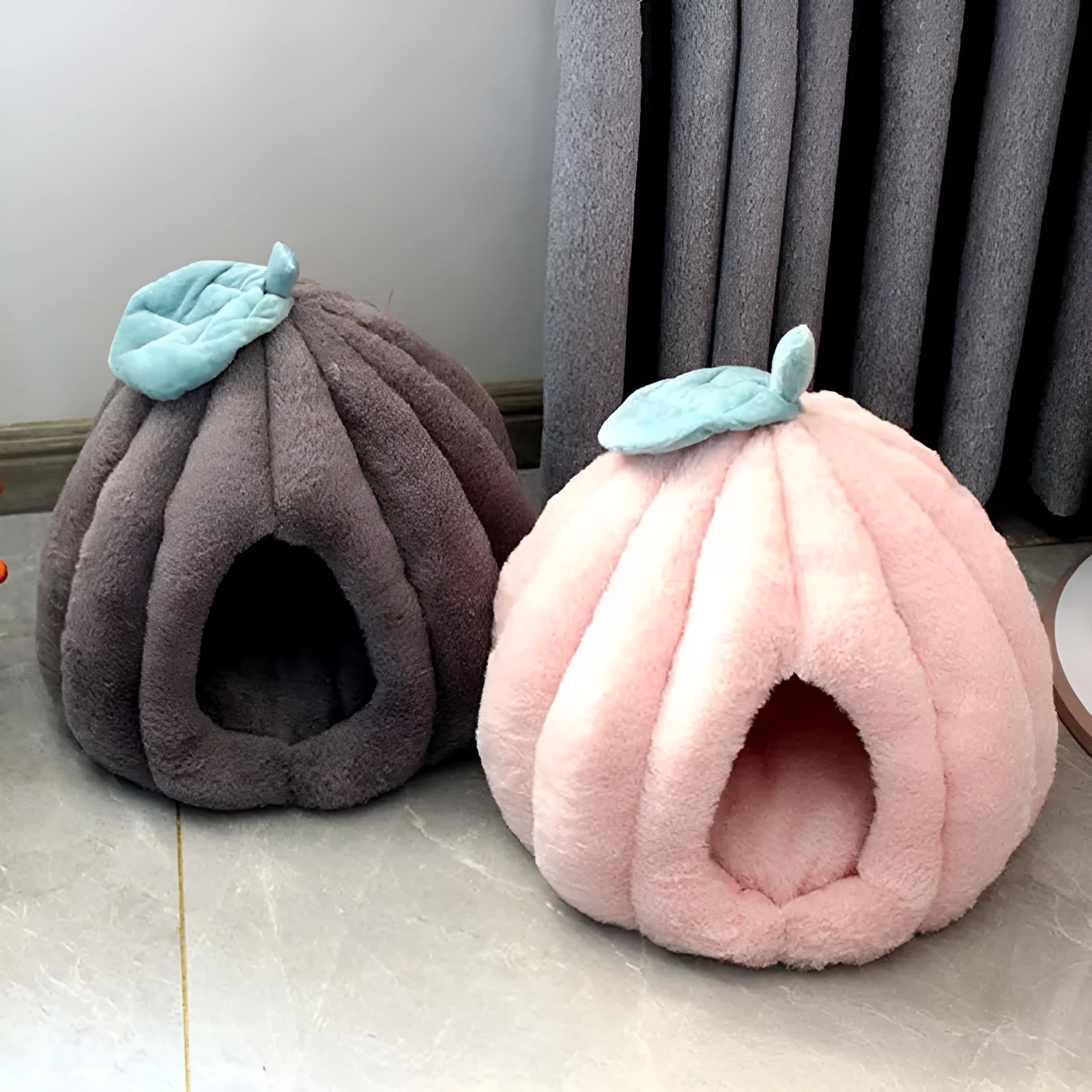 Grey thickened cloth pet kennel house for dogs and cats, removable washable design