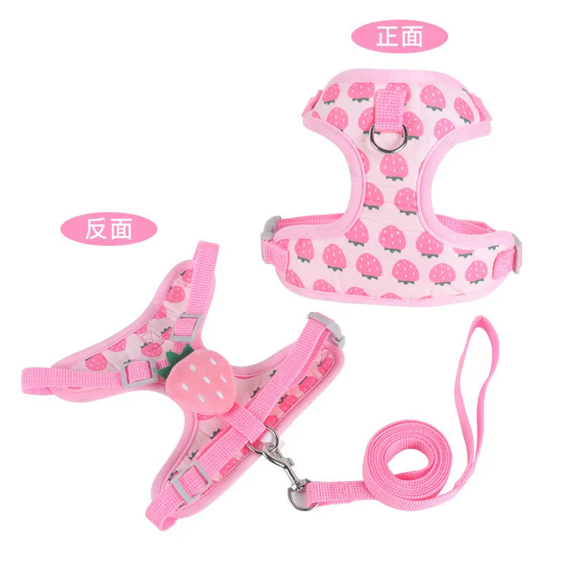 Reflective chest strap vest-style dog walking lead with handle rope for small dogs.