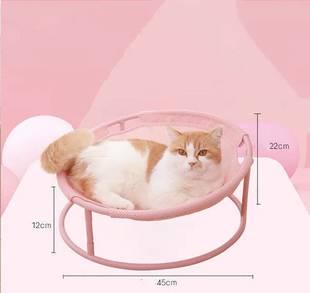 Pet hammock cat bed 45x45x40cm beige winter model on floor indoors