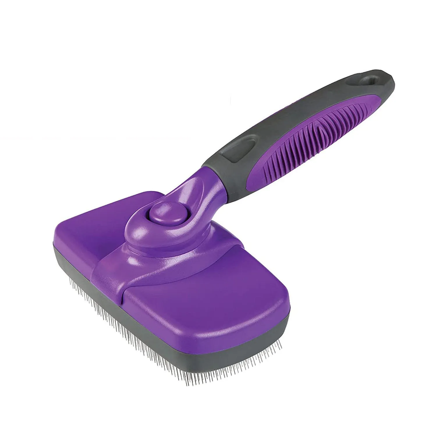 Self-cleaning slicker brush with PP construction, 12.5x7cm comb surface, and 11.5cm handle for pet grooming