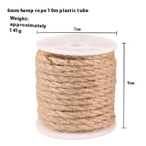 Natural 6mm sisal rope on a roll for cat scratching post repair