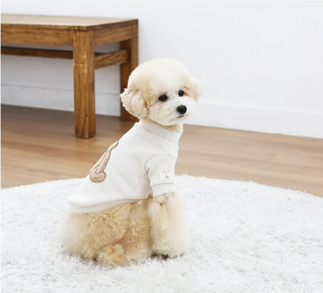 Cotton knitted pet sweater in white, pullover style, available in sizes SM to 3XL