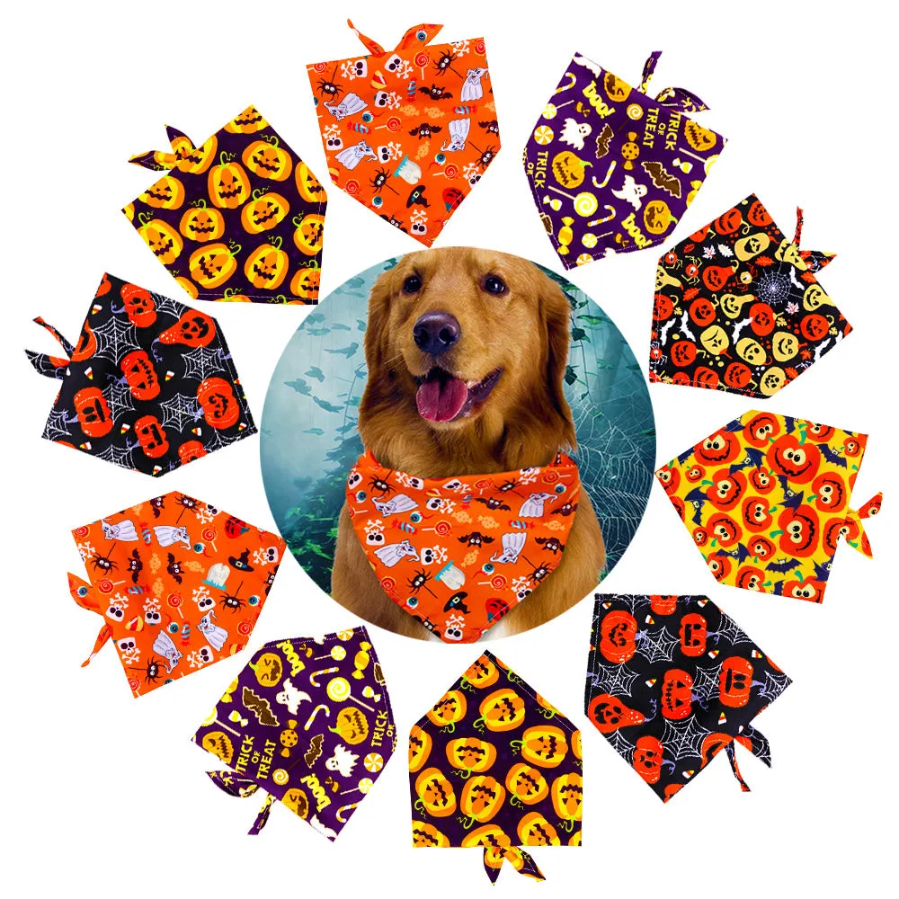 Halloween dog bandana pet skirt with printed pattern in style option 1 on a dog