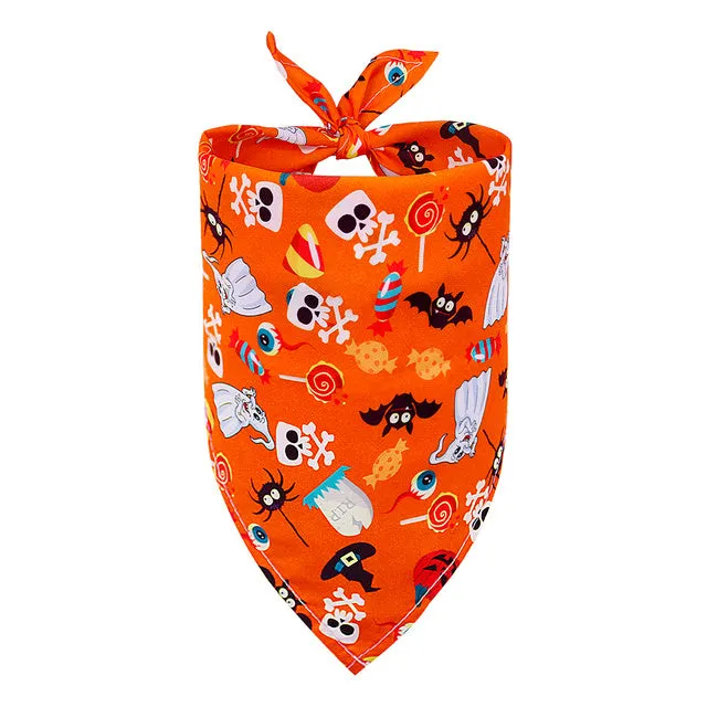 Halloween dog bandana pet skirt with printed pattern in style option 1 on a dog