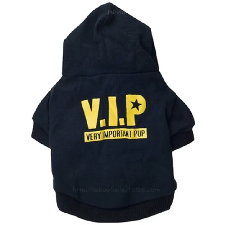 Fleece printed dog clothes in style A on a small dog, with collar opening and four leg holes
